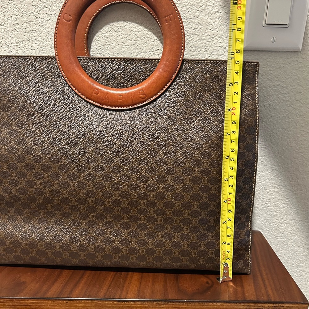 Celine Brown Macadam Top Handle Tote with Tan Leather Circular Handles - Picture 16 of 16